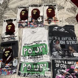 Bape shirts/ awful lot of Cough Syrup shirts
