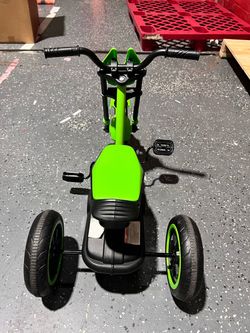 Green Motorcycle-Style Kids Pedal Tricycle