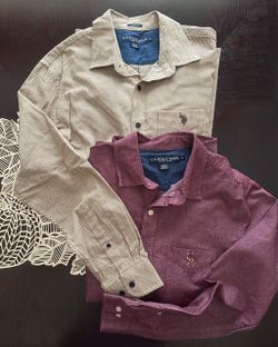 2 Men’s Long Sleeve Polo Button Down Shirts Size Medium