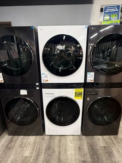 LG - 4.5 CU FT SMART FRONT LOAD WASHER & GAS DRYER LAUNDRY TOWER IN WHITE 😻🔥