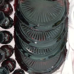 VINTAGE (NEW AND NEVER USED) AVON 1876 CAPE COD COLLECTION RUBY RED GLASSWARE (77 PIECES)