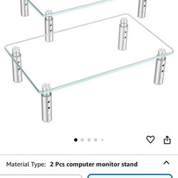 Glass Monitor Risers (SET OF 2) - GREAT CONDITION 