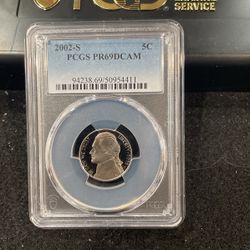 2002 S Gem Proof Jefferson Nickel Graded At PR69 With A Deep Cameo E-18