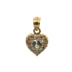 Woman’s Ladies 14k Yellow Gold CZ Blue Heart Charm Pendant For Necklace  GP3123296