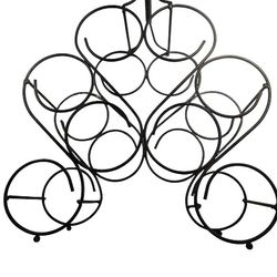 Vintage Heavy duty "Iron works" 8 bottle metal welded rack 17" tall x 15" wide x 5 1/2"
