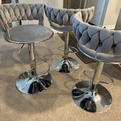 3 Gray Stools Set