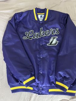 Los Angeles Lakers Starter Jacket Full Snap Quilt Lined Satin Purple/Gold