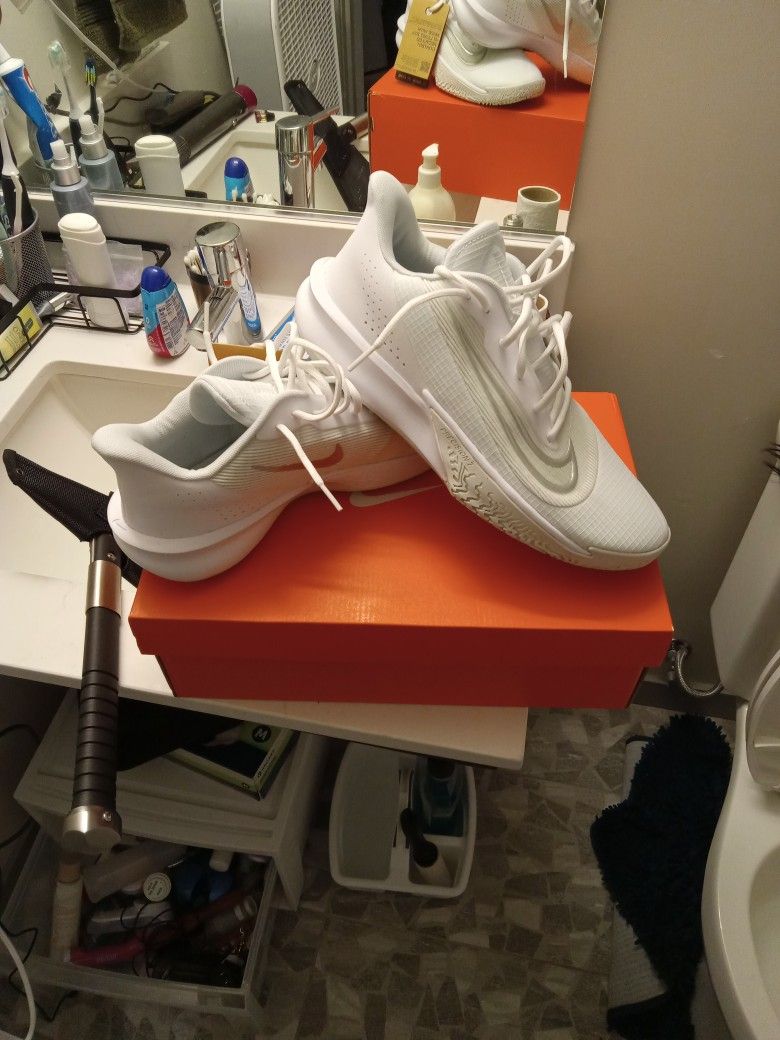 Nike Precision VII 7 White Light Smoke Grey Men Basketball Shoes Size 10.5