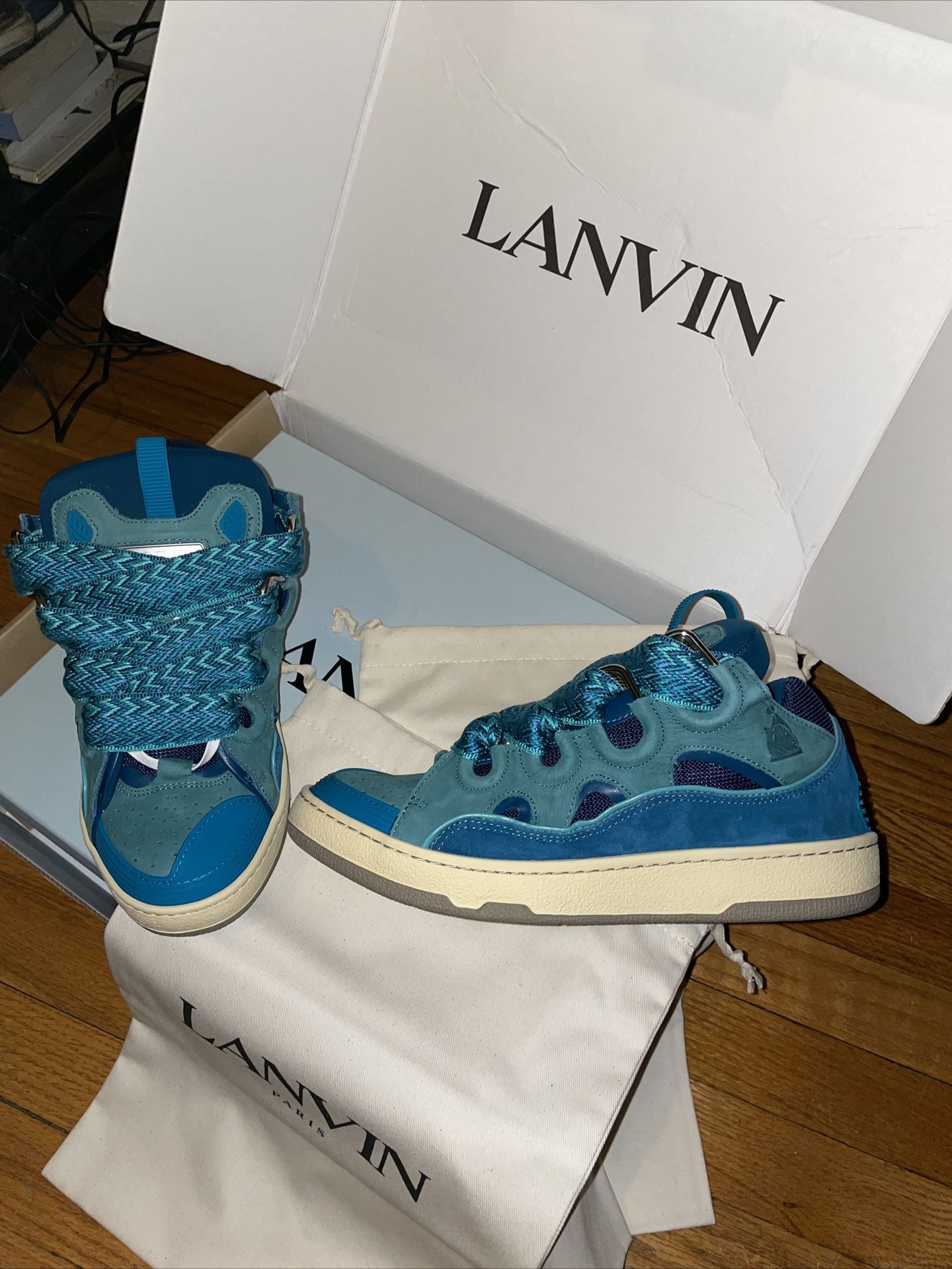 Lanvin Curb Sneakers Brand New!!! Never Worn Lanvin Turquoise Curb Sneakers