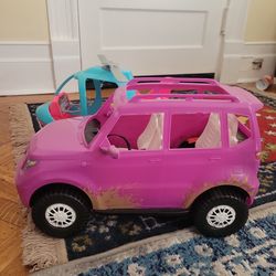 Barbie helicopter and Escalade