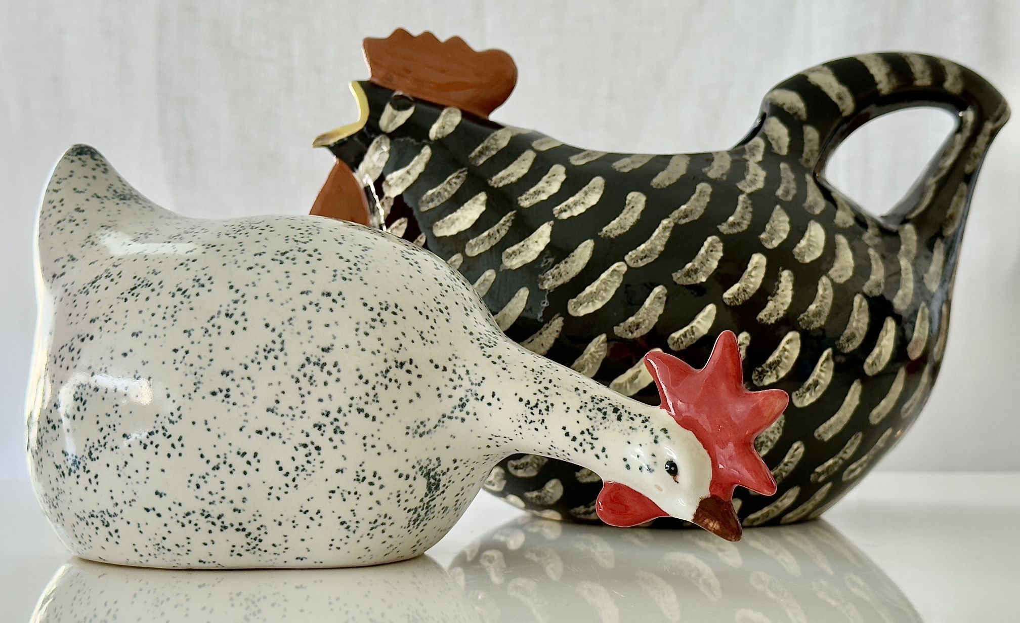 Vintage House Hen & Rooster Pitcher Ceramic Set, 7 & 9 Inches Tall, Great Condition, *Price Reduced 
