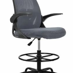 Primy Drafting Chair Tall Office Chair with Flip-up Armrests Executive Ergonomic Computer Standing Desk Chair with Lumbar Support and Adjustable Footr