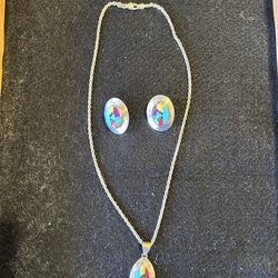 Sterling, Turquoise and Coral Necklace and Earrings (New)