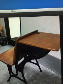 1930s antique desk with rare brass inkwell