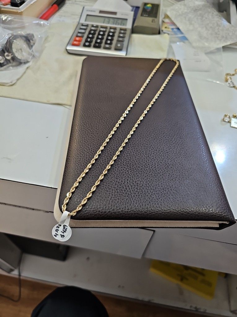 10K SOLID Gold Hollow Rope Chain 4mm 22 Inches