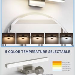 Joossnwell Bathroom Light Fixtures Brushed Nickel Vanity Lights Bar 5cct Dimmable Modern Bath Lighting Fixture Over Mirror Led Vanity Light for Bathro