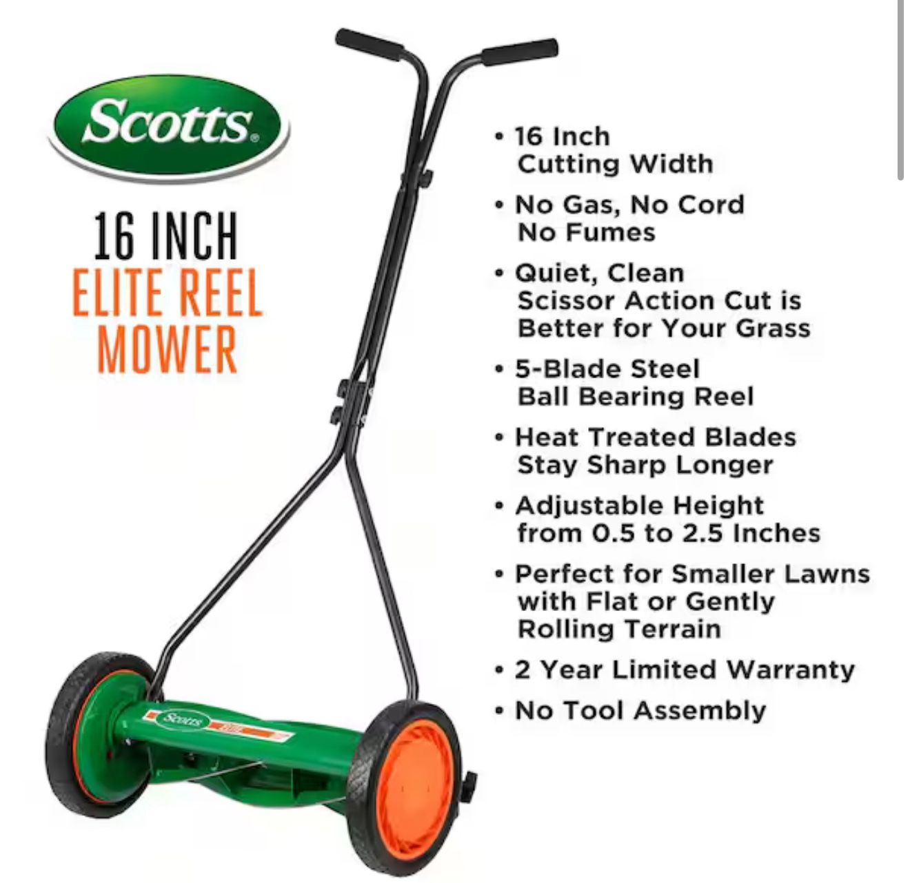 Scott's 16 Manual Walk Behind Push Reel Lawn Mower