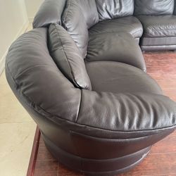 Italian brown leather sectional Couch