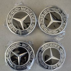 Set of 4 - New -75mm /3 Inch Mercedes Benz Center Caps black Wheel Caps - Mercedes Wheel Caps - Mercedes Benz Center Wheel Caps 🎈FIRM PRICE🎈