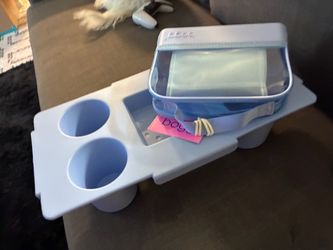 Couch Arm Tray with Cup Holders and Pouch