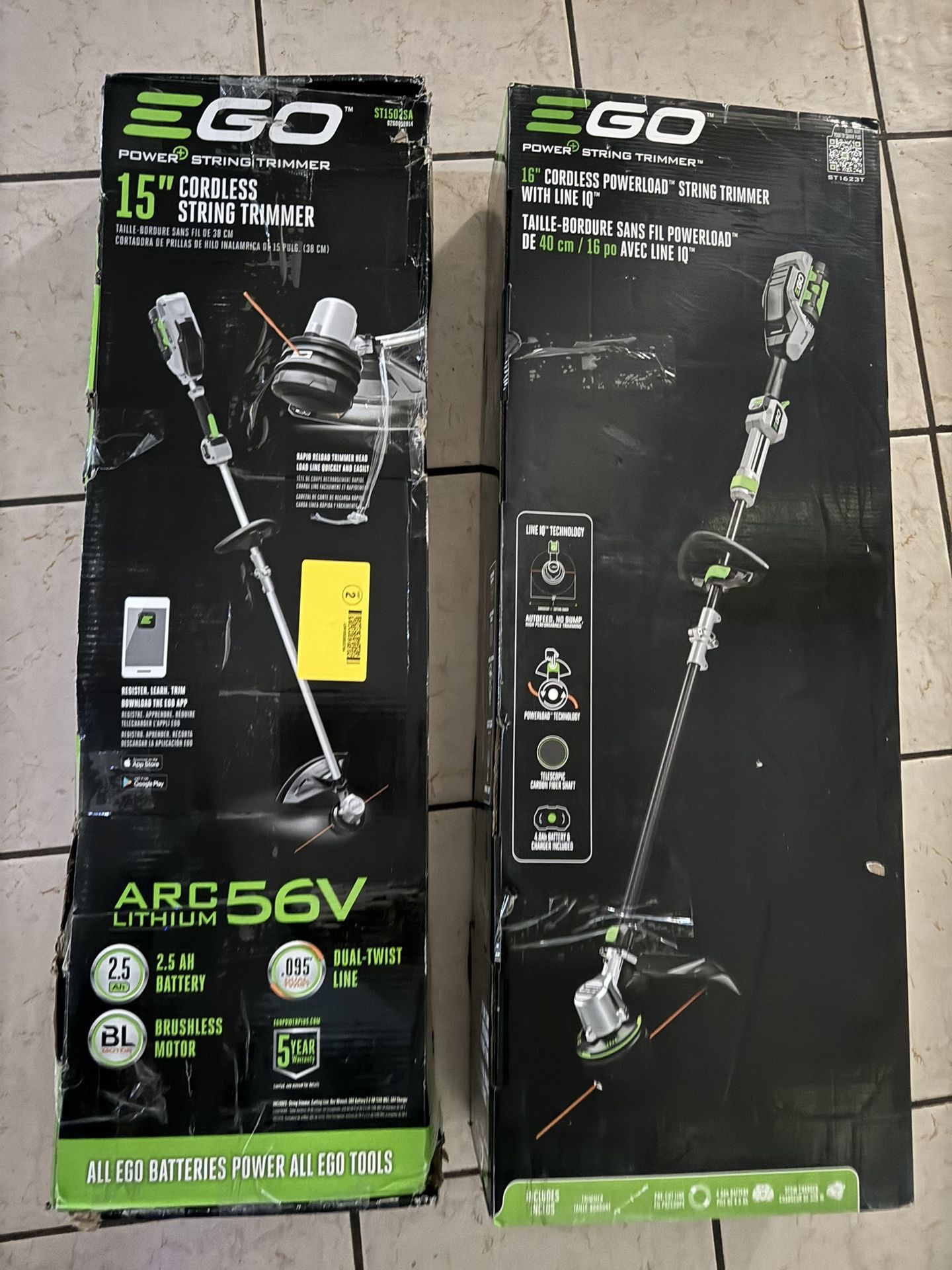 Electric String Trimmer Weedeater Ego 15 Inch In Box, 1 Battery, 1 Charger, & Manual