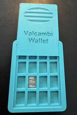 Valcambi 1g Silver Bar in Teal 3D-Printed Wallet - 20 Slots, Holds 40