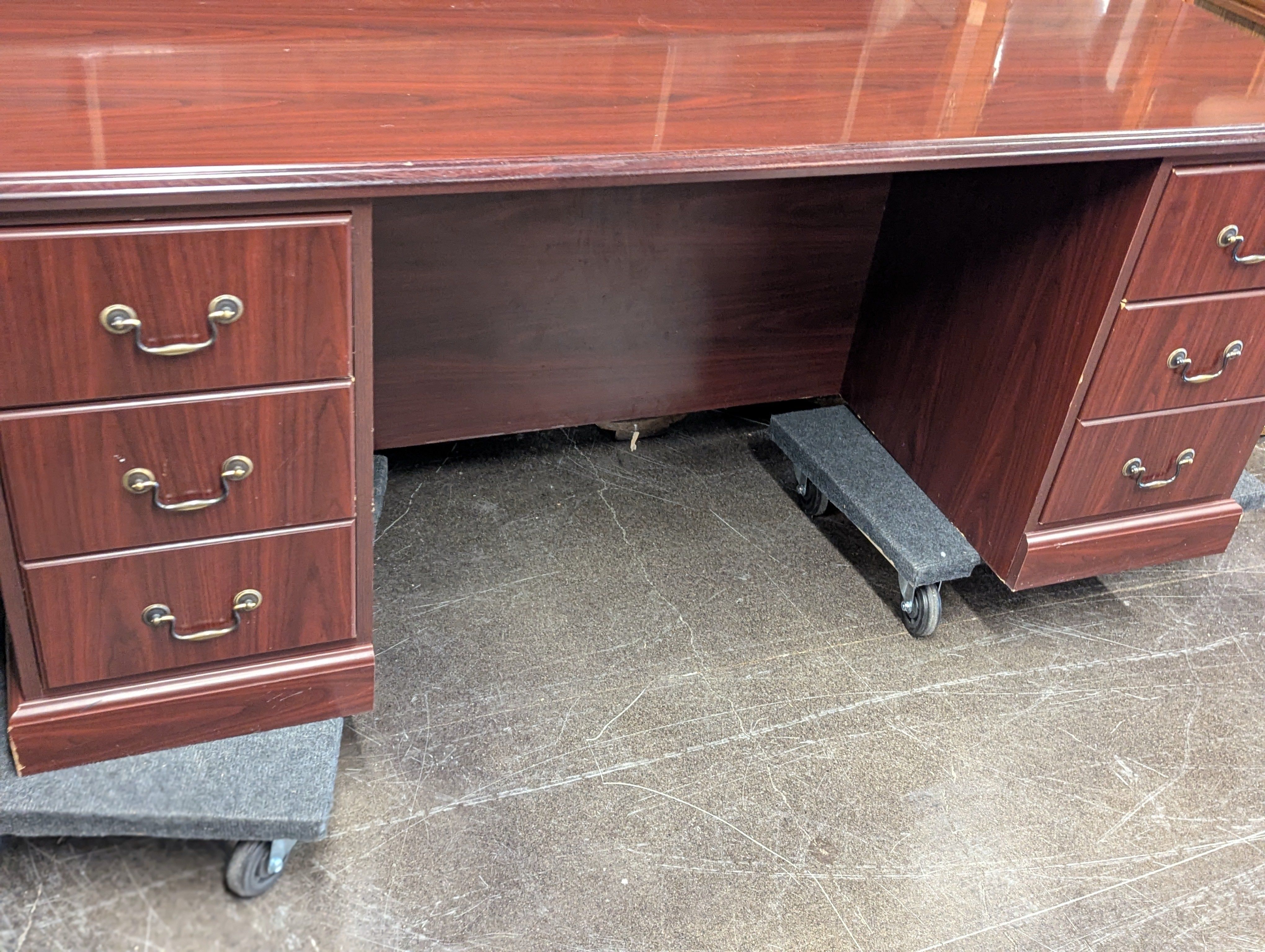Cherrywood Hekman Desk With Brass Pulls