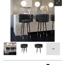 NEW IN BOX Tov Velvet Counter Height Bar Stools - Set Of 3 