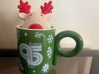 Publix 95 Years Holiday Christmas Mug with Reindeer Lid