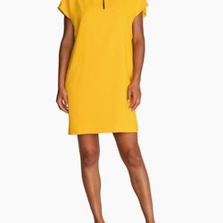 Trina Turk Kaanapali Crepe Sheath Dress Yellow Size Medium Chic New, 