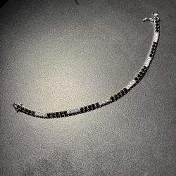 7” Sterling Silver Bracelet with Black Onyx and Moissanite 