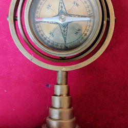 Vintage Brass Ship Floating Gimbal Compass Navigation 