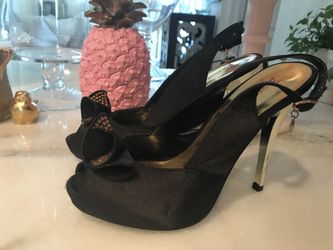 Black satin stiletto size 8 1/2 new