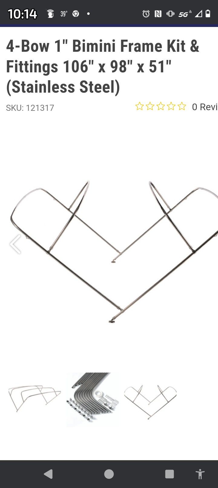 For Boats /4-BOW / 1" STAINLESS STEEL BIMINI FRAME