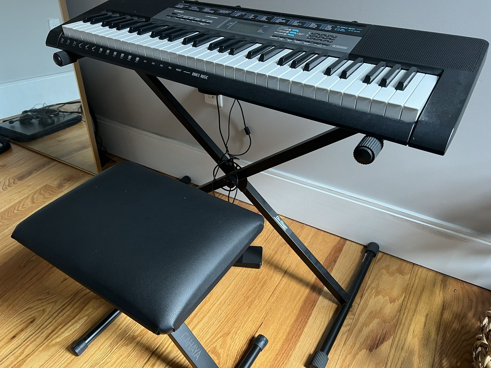 Piano Keyboard With Stand & Seat 