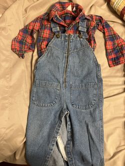 Bib Pants W/ Flannel Shirt
