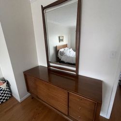 Vintage Mid century Modern Dresser With Mirror 