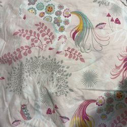 Company Kids Organic Queen-sized Duvet Cover. Pink unicorns. 