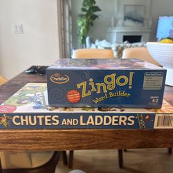 Unopened Kids Board Games - Chutes And Ladders And Zingo Word Builder 