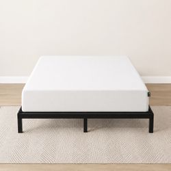 Full Zinus Memory Foam Mattress + Metal Bed Frame With Wooden Slats