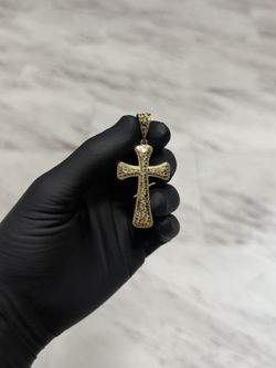 14K Gold Nugget Cross 