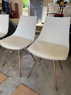 White Kitchen/Dining Chairs with Gold Legs (4 chairs)