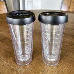 2 Ninja Insulated Beverage Tumblers 18 Oz, Double-Wall Tritan Plastic