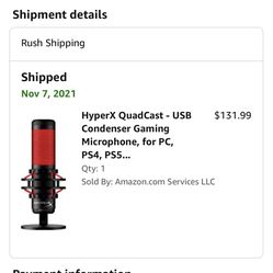 Hyperx Quadcast USB Microphone , Microphone USB
