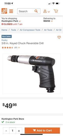New Husky 3/8in Keyed Chuck Reversible Drill