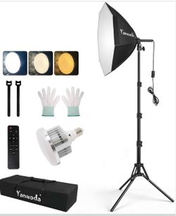 20" Softbox Lighting Kit, Remote & Stand Included Octagonal Softbox Design, CRI 97+ Color Accuracy, 95W 3000K-7500K Dimmable, Remote & Cable Control, 