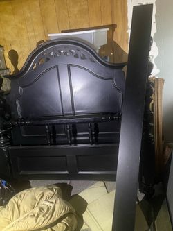 Black queen bed frame