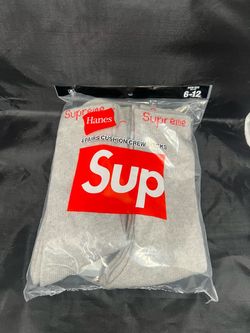 Supreme x Hanes Cushion Crew Socks Heather Grey 4-Pack