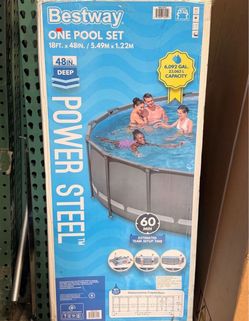HUGE SALE Bestway Power Steel 18’ x 48” Round Above Ground Pool Set Brand New in Box Only $289