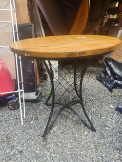 Round Wood Top Bistro Table with Metal Base